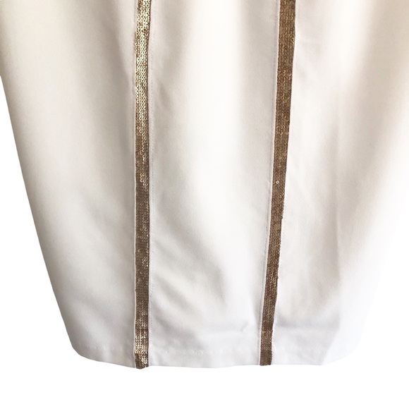 Joseph Ribkoff Ecru Gold Sequined Dress 6 - Picture 14 of 15